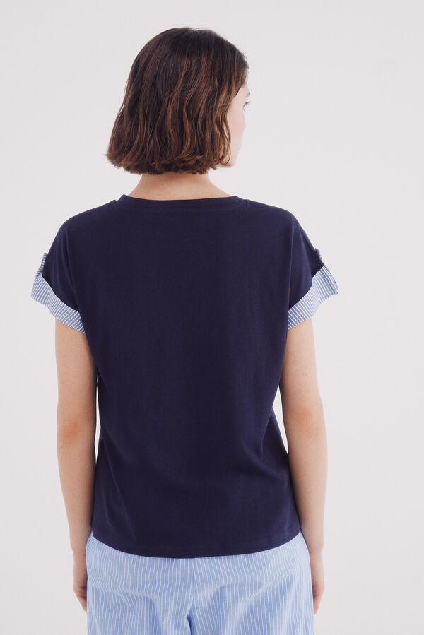 Springfield Playera manga roll up combinada marino