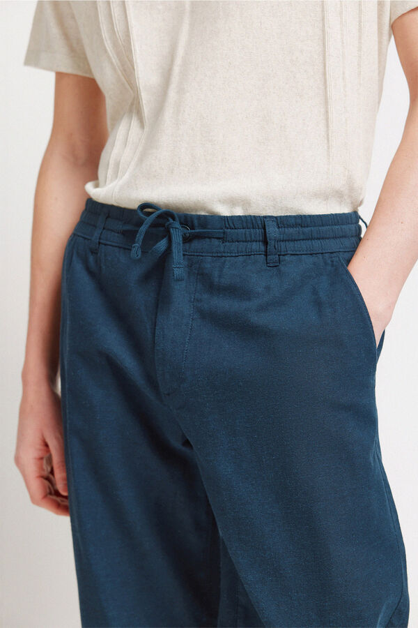 Springfield Pantal&oacute;n chino comfort fit de lino azul