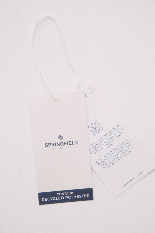 Springfield Vestido corto bordado suizo natural