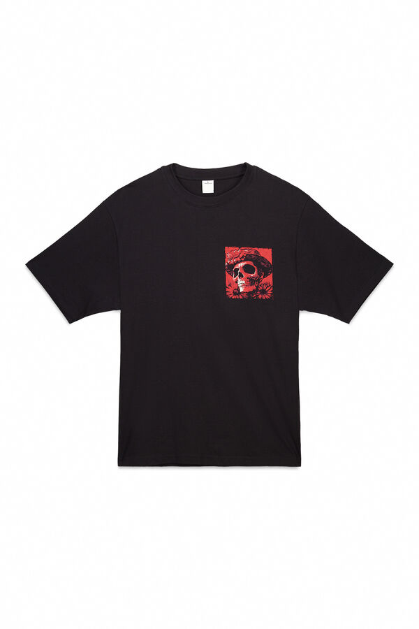 Springfield Playera con guitarra mexicana de calavera negro