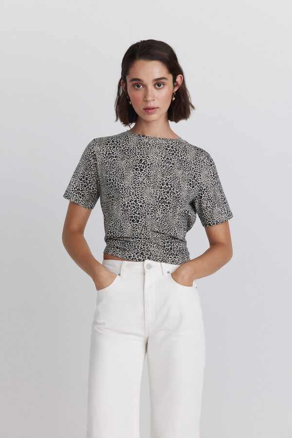 Springfield Playera de animal print beige