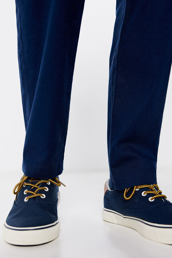 Springfield Pantalón chino lino slim fit azul