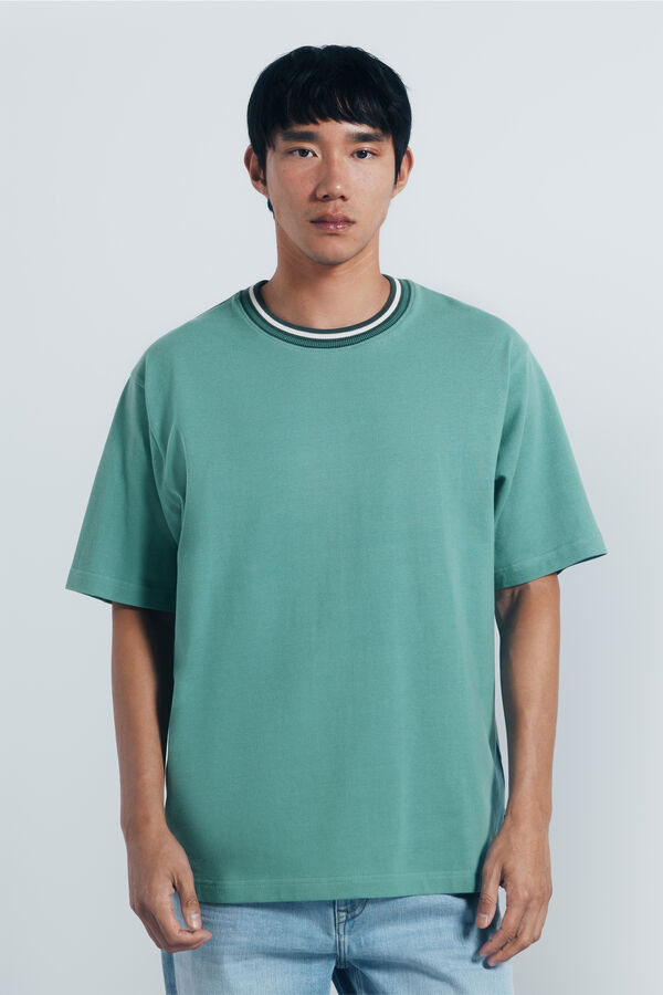 Springfield Playera con ribete de piqué verde