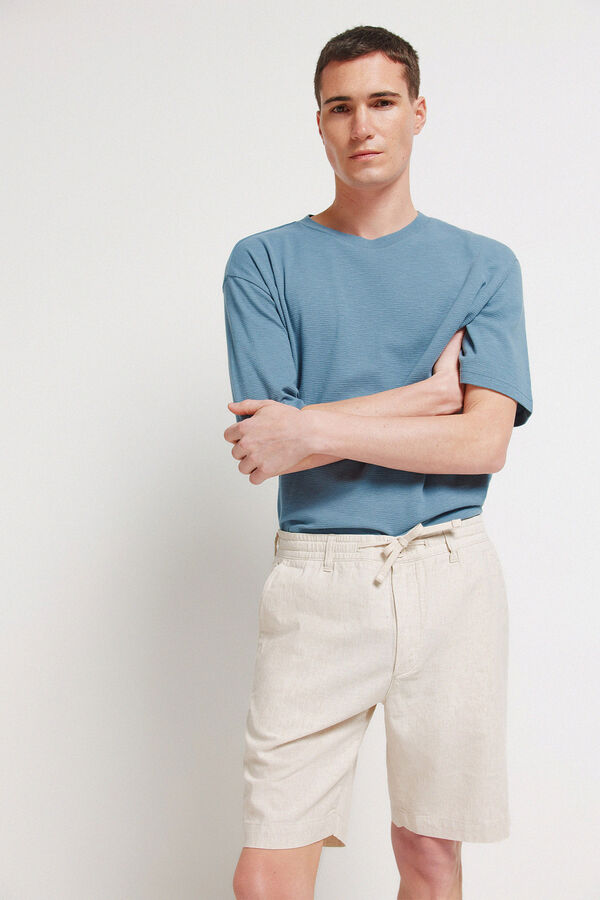 Springfield Bermudas slim fit c&oacute;modas de lino beige