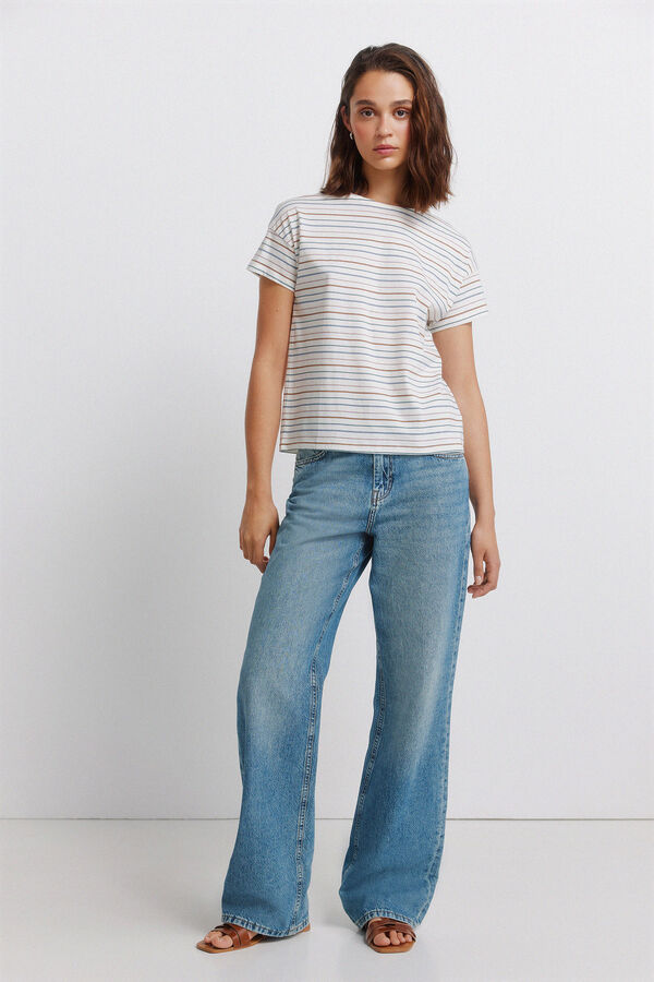 Springfield Playera de algod&oacute;n doble raya beige