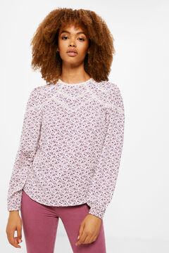 Springfield Blusa Estampada Lace Insertado beige