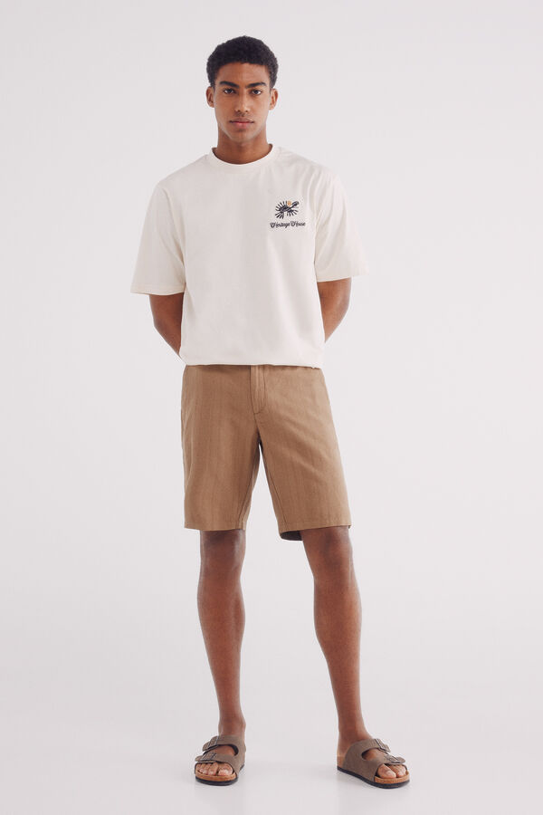 Springfield Bermudas lino slim fit beige