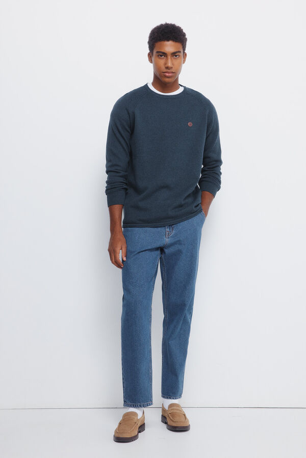 Springfield Jersey de cuello liso azul