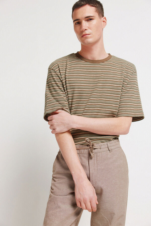 Springfield Pantal&oacute;n chino comfort fit de lino caf&eacute;