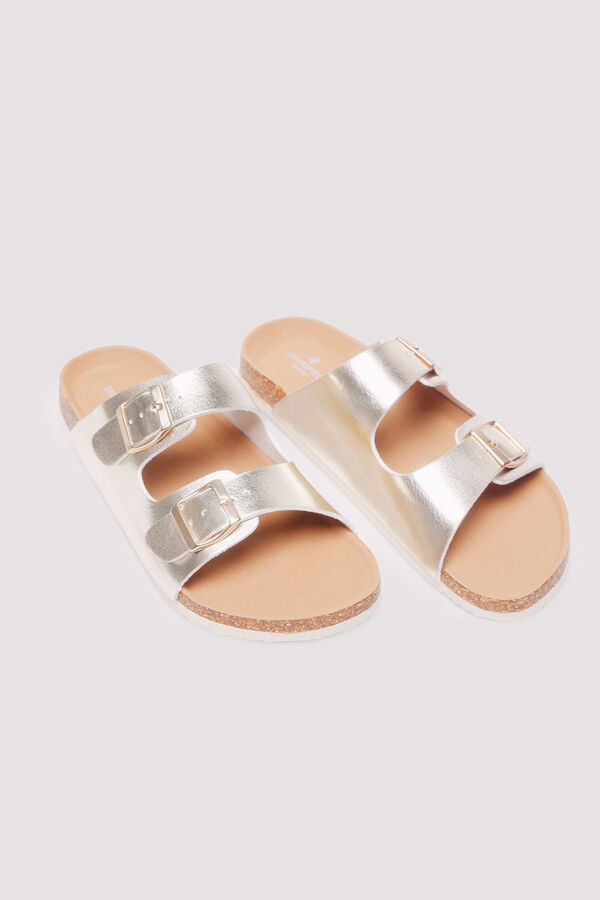 Springfield Sandalia hebillas dorada beige