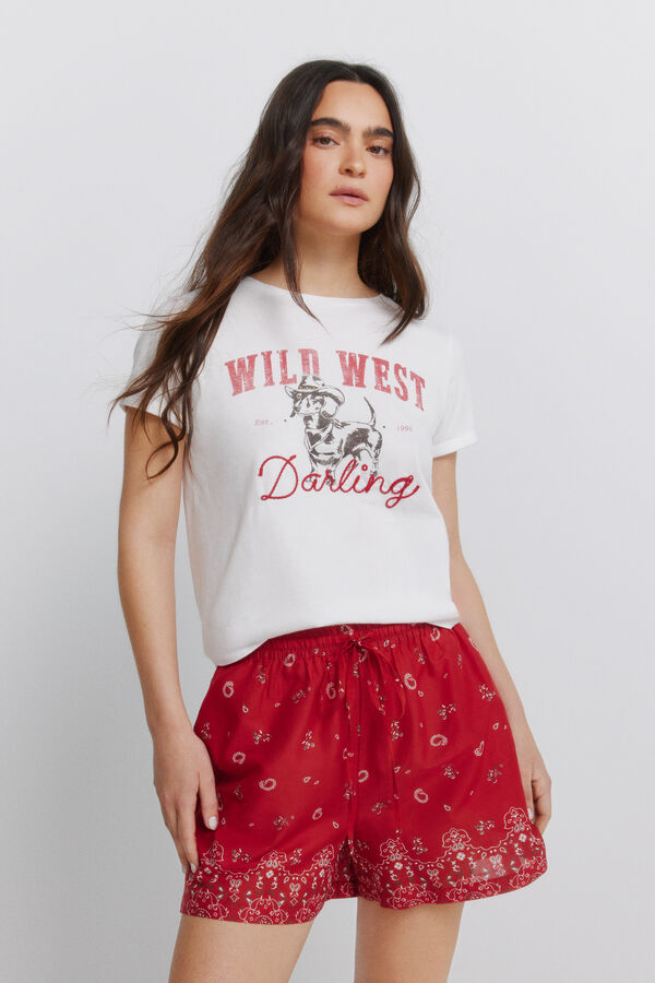Springfield Playera de manga corta de algod&oacute;n "cowgirl" blanco