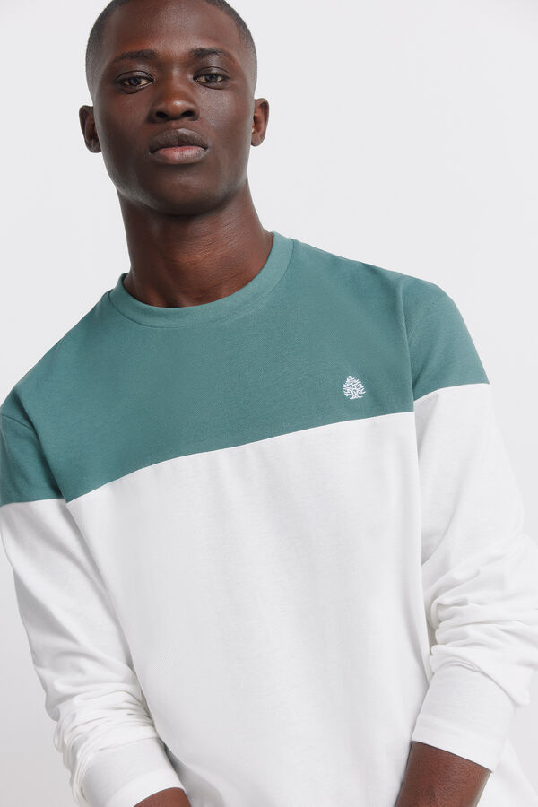 Springfield Playera manga larga bloque de color natural