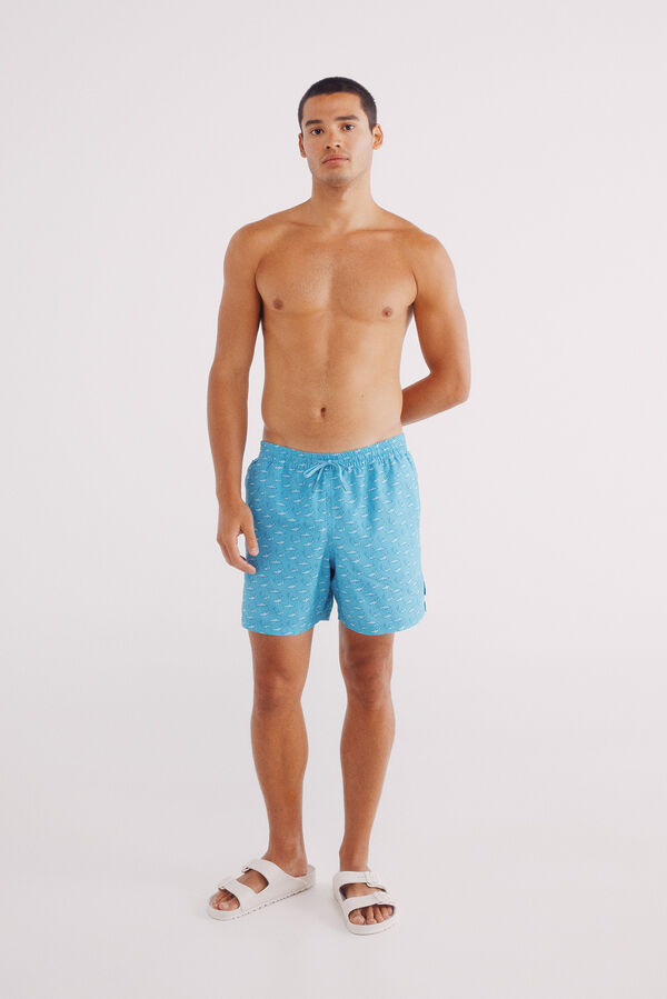 Springfield Bañador estampado tiburones turquesa