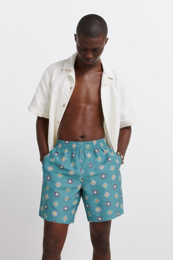 Springfield Traje de ba&ntilde;o estampado &eacute;tnico azul