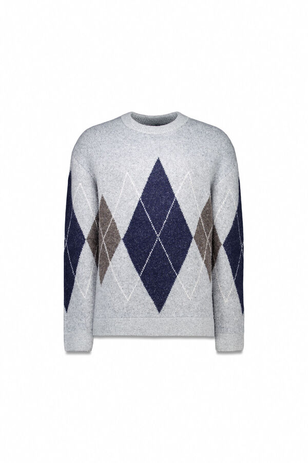 Springfield Jersey elegante con estampado de diamantes gris