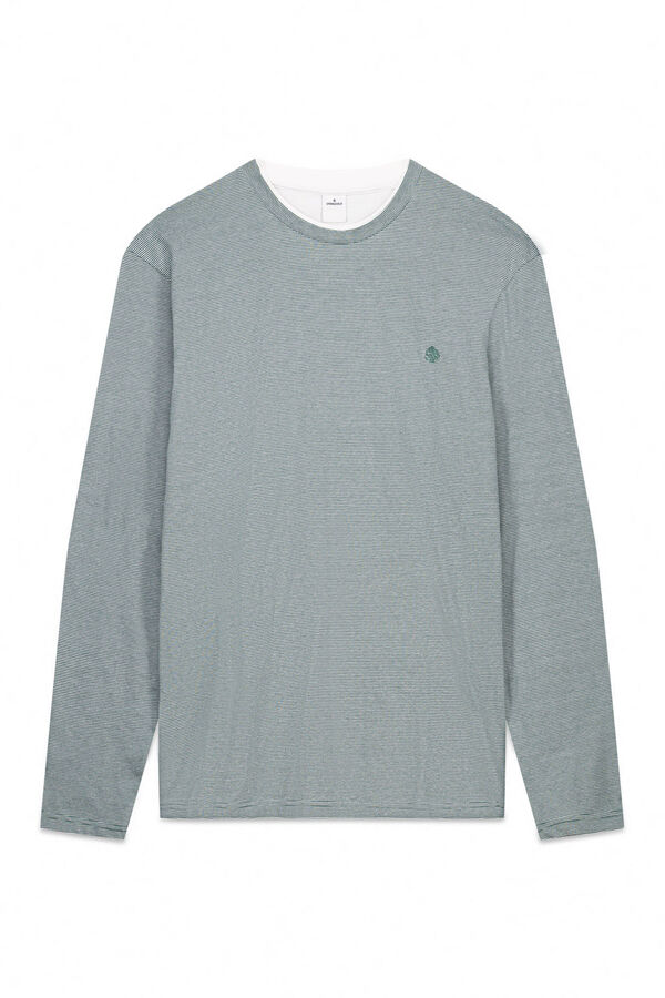 Springfield playera de manga larga con doble microraya verde