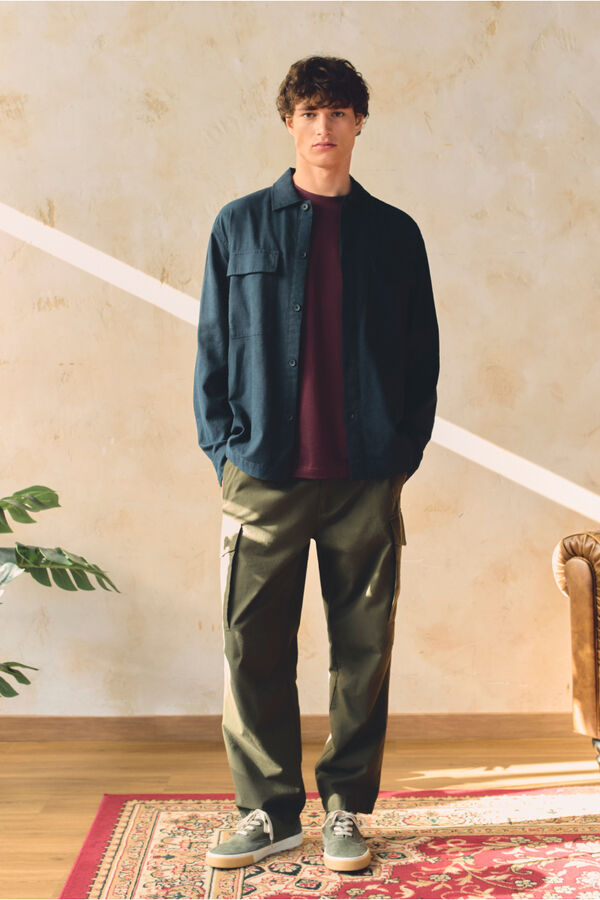 Springfield Sobrecamisa de lino azul