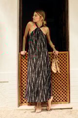 Springfield Vestido midi escote halter lurex negro