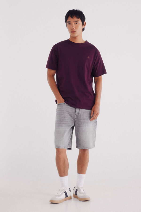 Springfield Camiseta básica cuello redondo púrpura