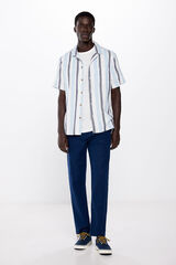 Springfield Pantalón chino lino slim fit azul