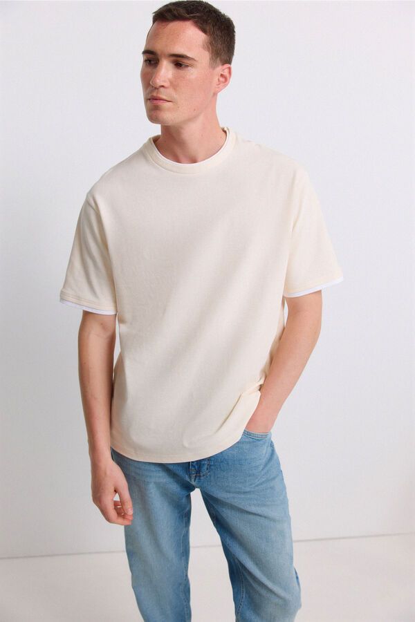 Springfield Playera de tela waffle doble blanco