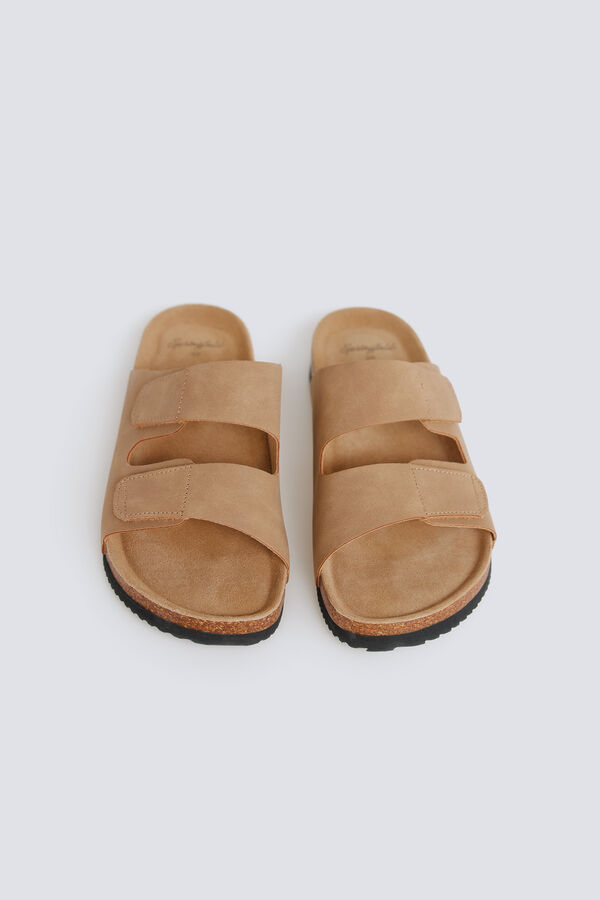 Springfield Sandalia de doble tira con velcro caf&eacute;