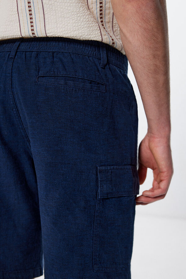 Springfield Bermuda lino cargo comfort fit azul