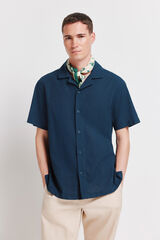 Springfield Camisa manga corta de lino azul