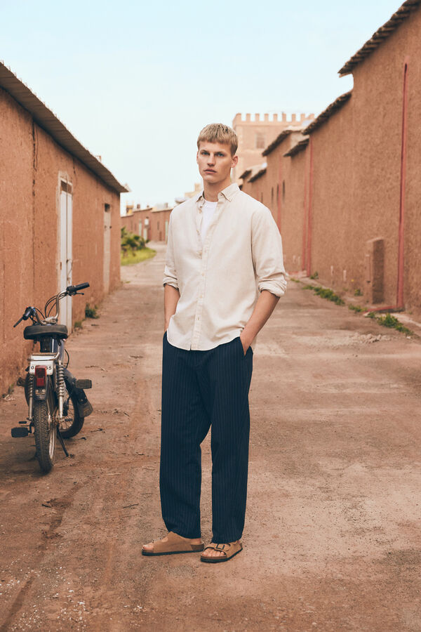 Springfield Camisa lino beige