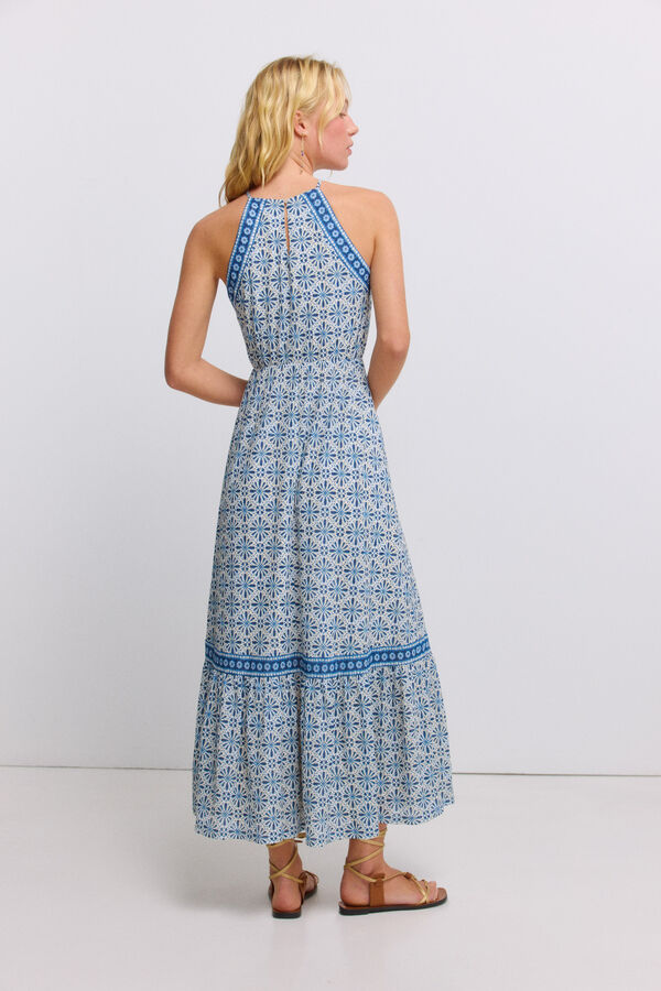 Springfield Vestido halter estampado blanco
