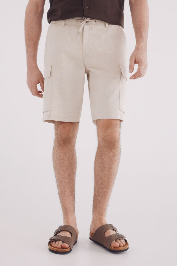 Springfield Bermudas lino cargo comfort fit blanco