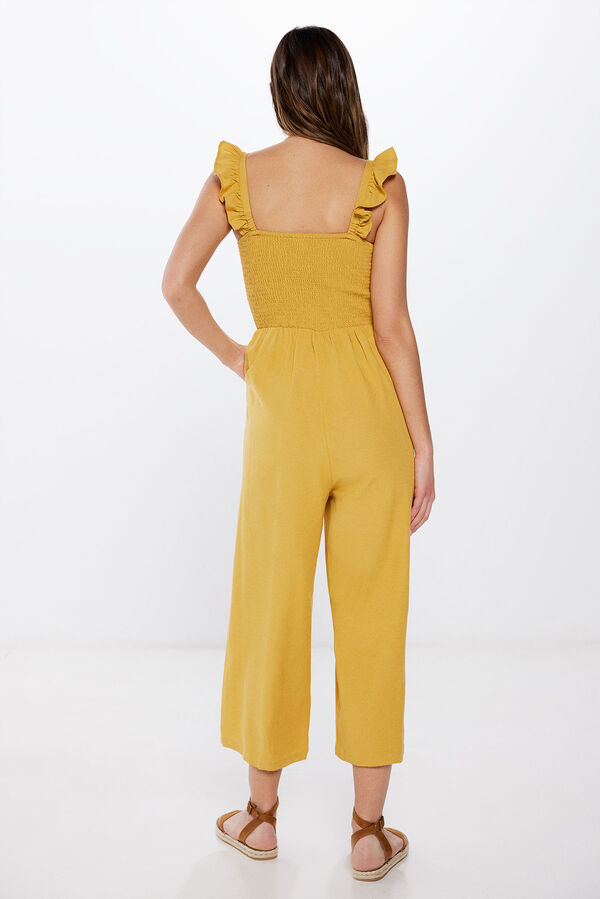 Springfield Jumpsuit tirantes volantes lino amarillo