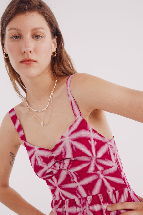 Springfield Vestido midi estampado tropical morado/lila