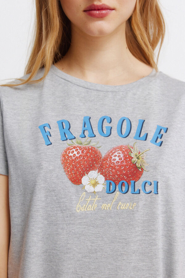 Springfield Playera con estampado de fruta gris