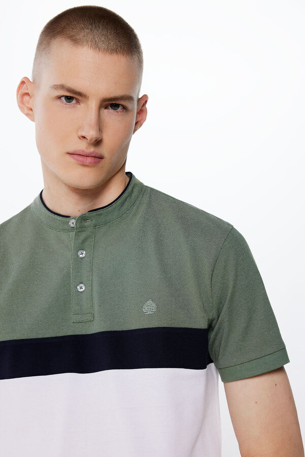 Springfield Polo piqué slim color block verde