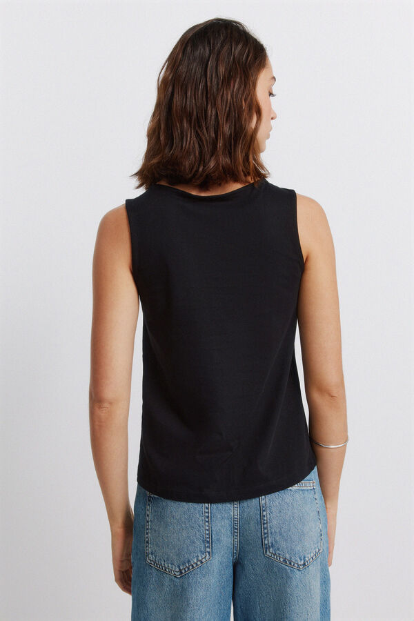 Springfield Playera de tirantes plumet&iacute; negro