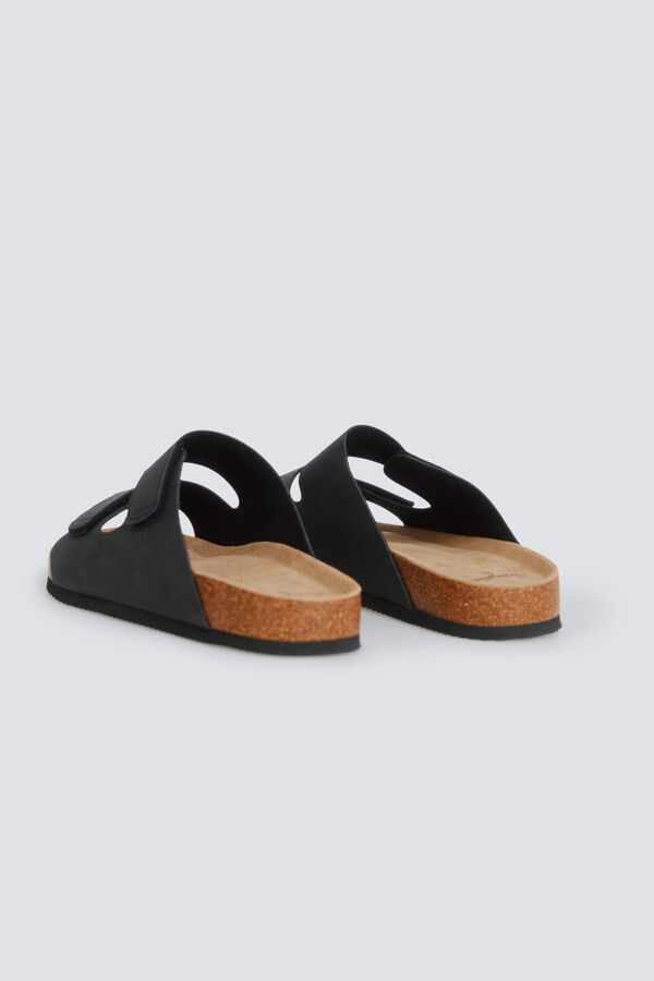 Springfield Sandalia de doble tira con velcro negro