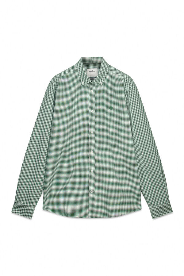 Springfield Camisa oxford vichy sin arrugas verde
