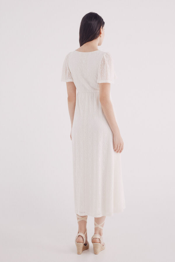 Springfield Vestido midi crochet manga capa café
