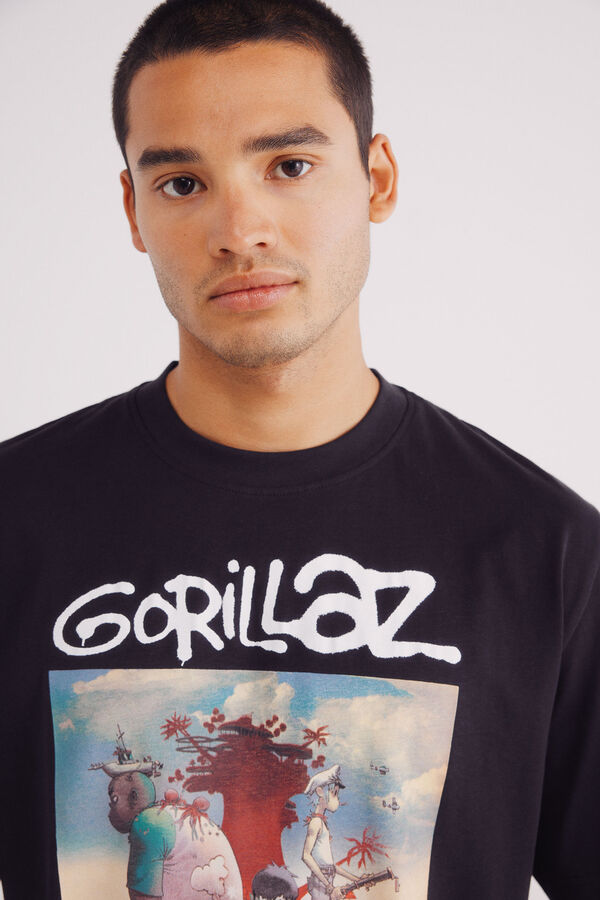 Springfield Playera Gorillaz Plastic Beach negro