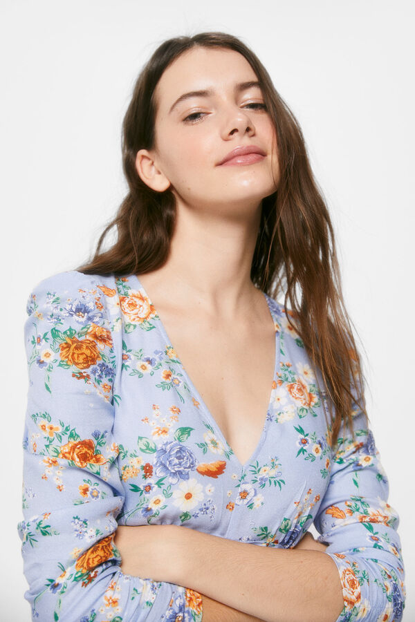 Springfield Vestido Midi Estampado Asimétrico azul