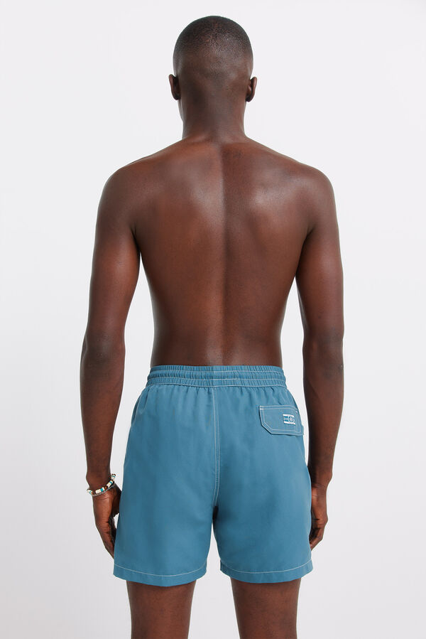 Springfield Traje de ba&ntilde;o liso con contrastes azul