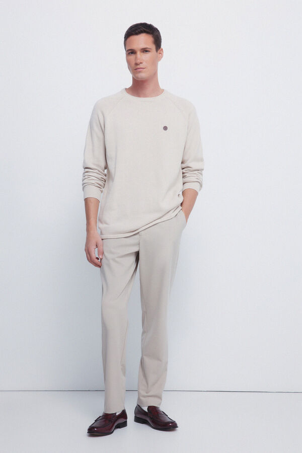 Springfield Jersey de cuello liso beige