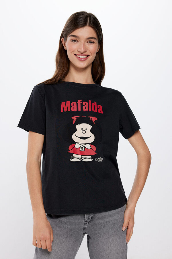 Springfield Playera Mafalda Acid Wash amarillo