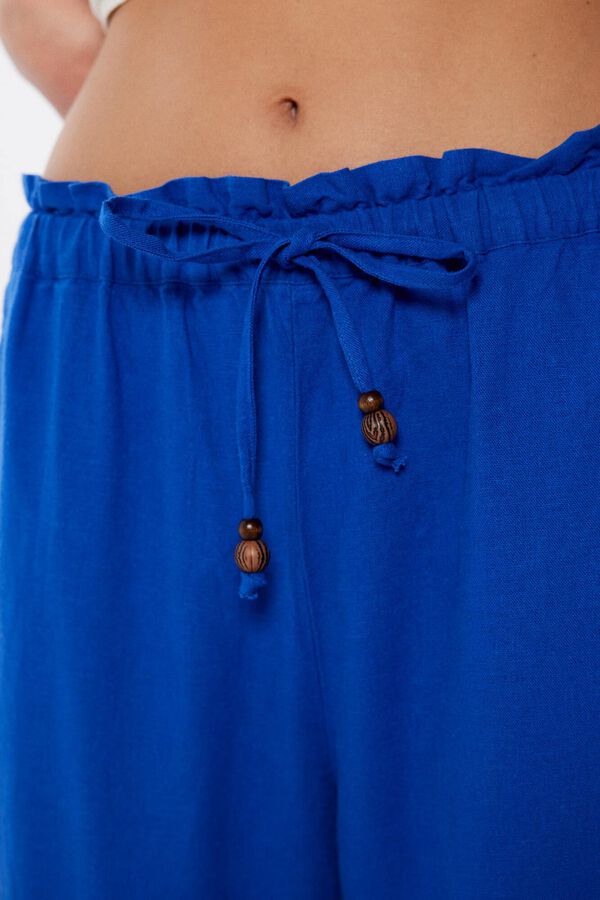 Springfield Pantalón jogger lino viscosa azul