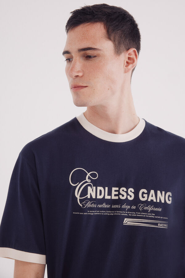 Springfield Playera gang rib contraste azul