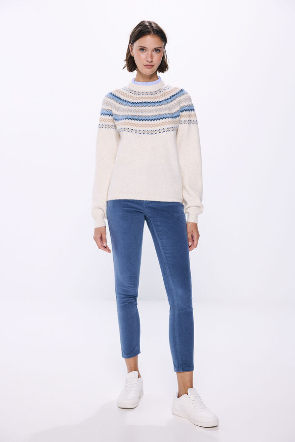 Springfield Su&eacute;ter jacquard cenefas cuello combinado marfil