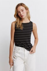 Springfield Top sin mangas cuello redondo de algod&oacute;n negro