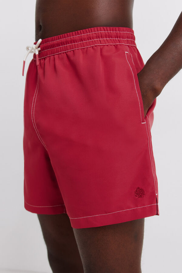 Springfield Traje de ba&ntilde;o liso con contrastes rojo