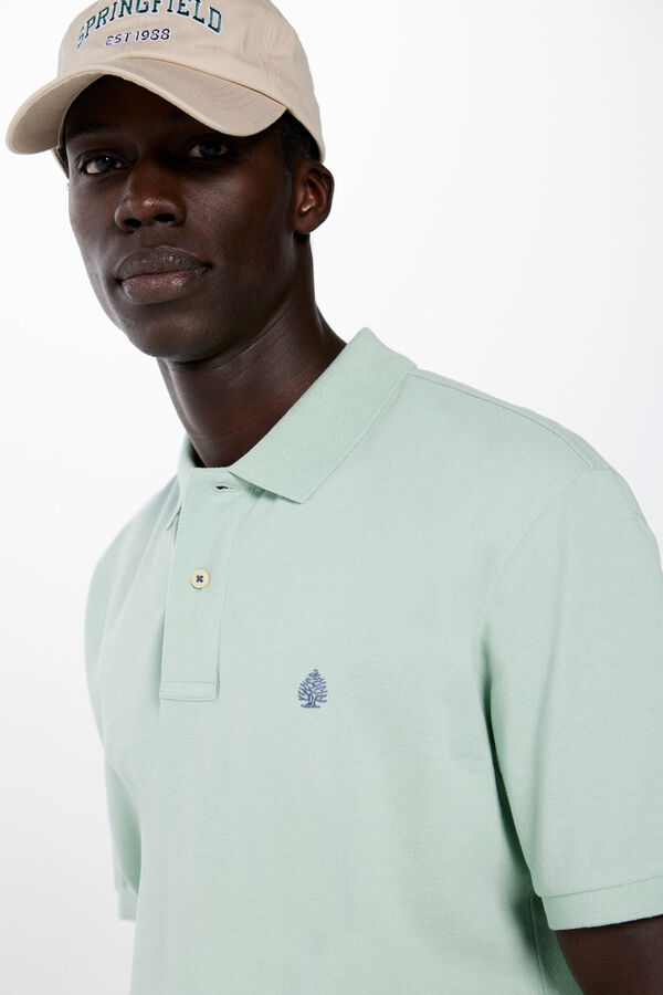 Springfield Polo básico piqué estampado verde